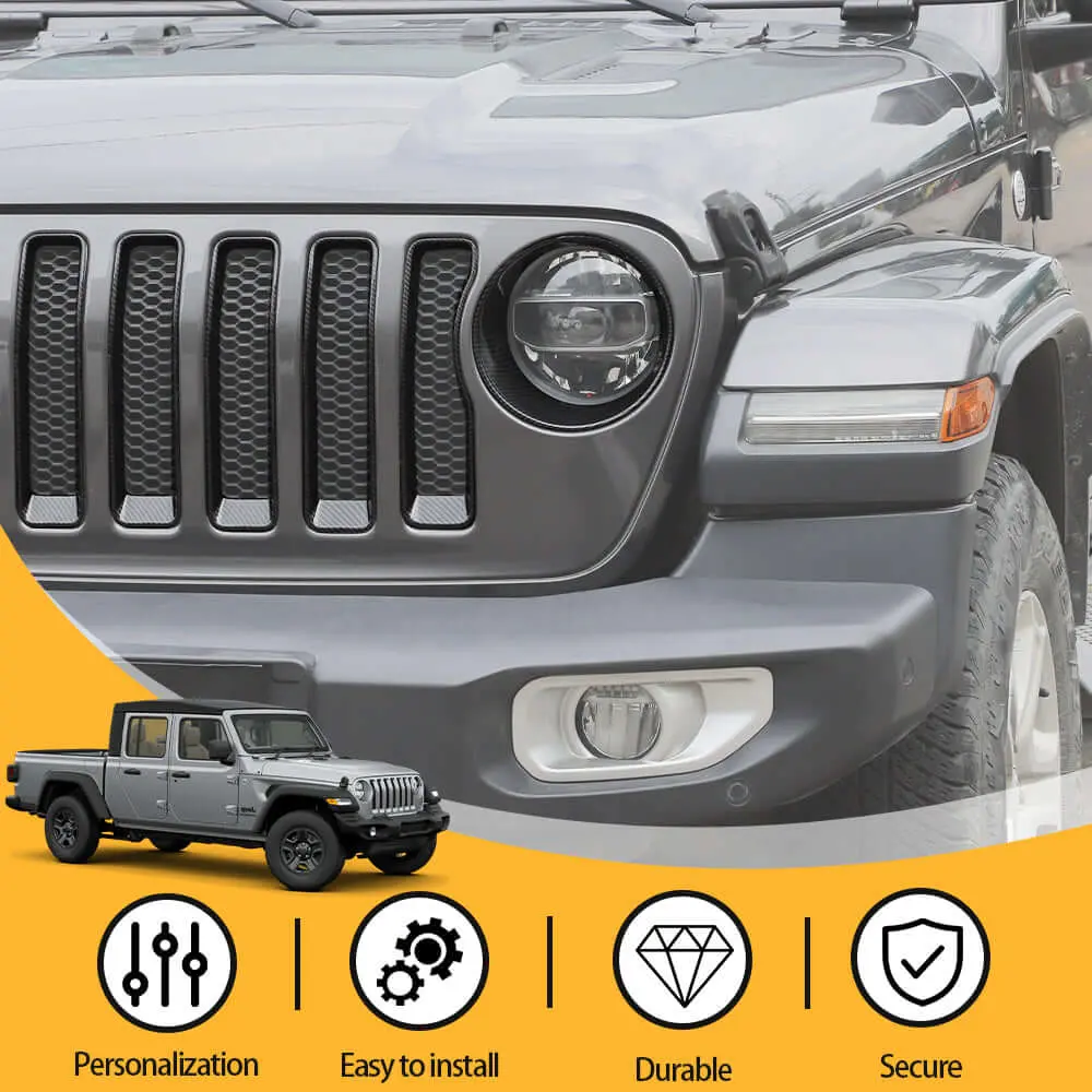 For 2018-2023 Jeep Wrangler JL Sport Front Grille Inserts Ring & Headlight Bezels Trim（Does Not Fit 4XE Variants） - Image 9