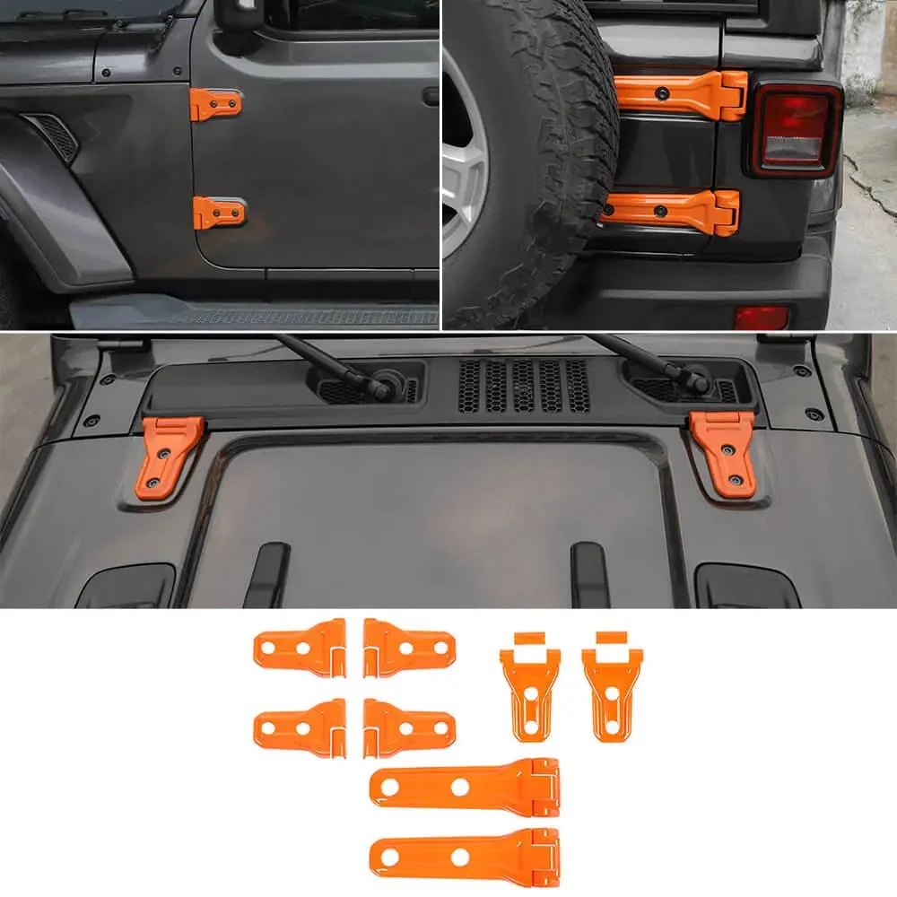 For 2018-2025 Jeep Wrangler JL 8 x Side Door+Hood+Spare Tire Hinge Cover Trim 2Dr - Image 19