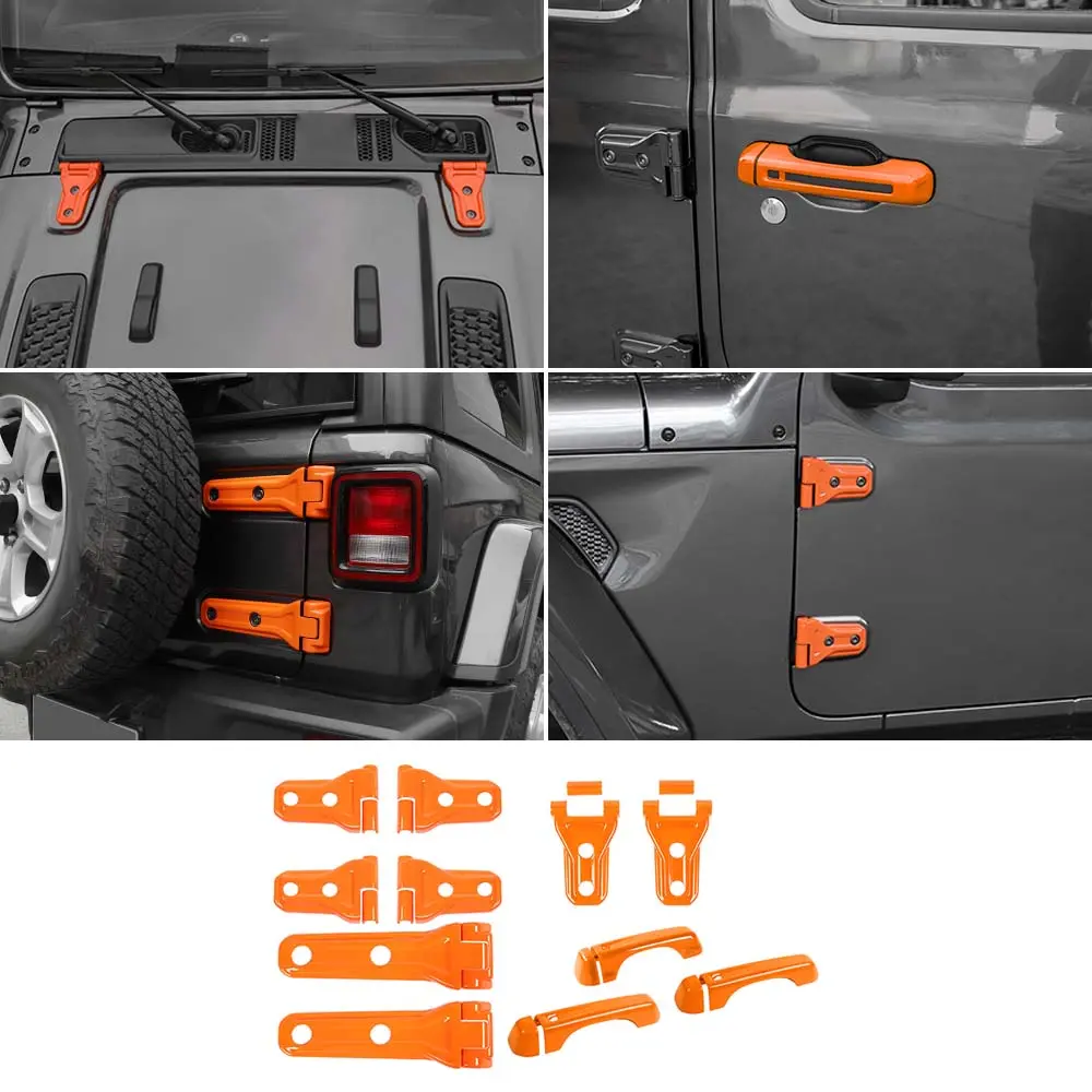 For 2018-2025 Jeep Wrangler JL 2-Dr 11 x Door Handle/Door & Engine Hood & Spare Tire Bracket Hinge Trim Cover