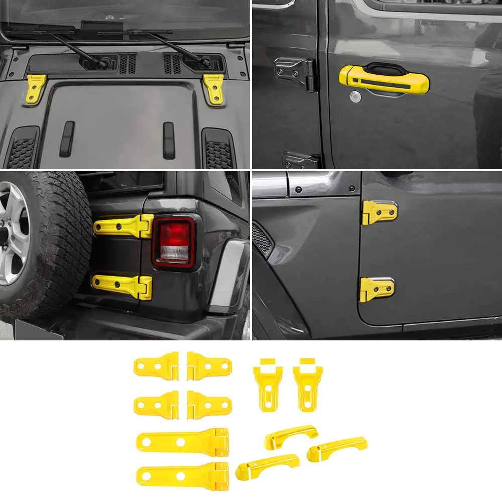 For 2018-2025 Jeep Wrangler JL 2-Dr 11 x Door Handle/Door & Engine Hood & Spare Tire Bracket Hinge Trim Cover - Image 11
