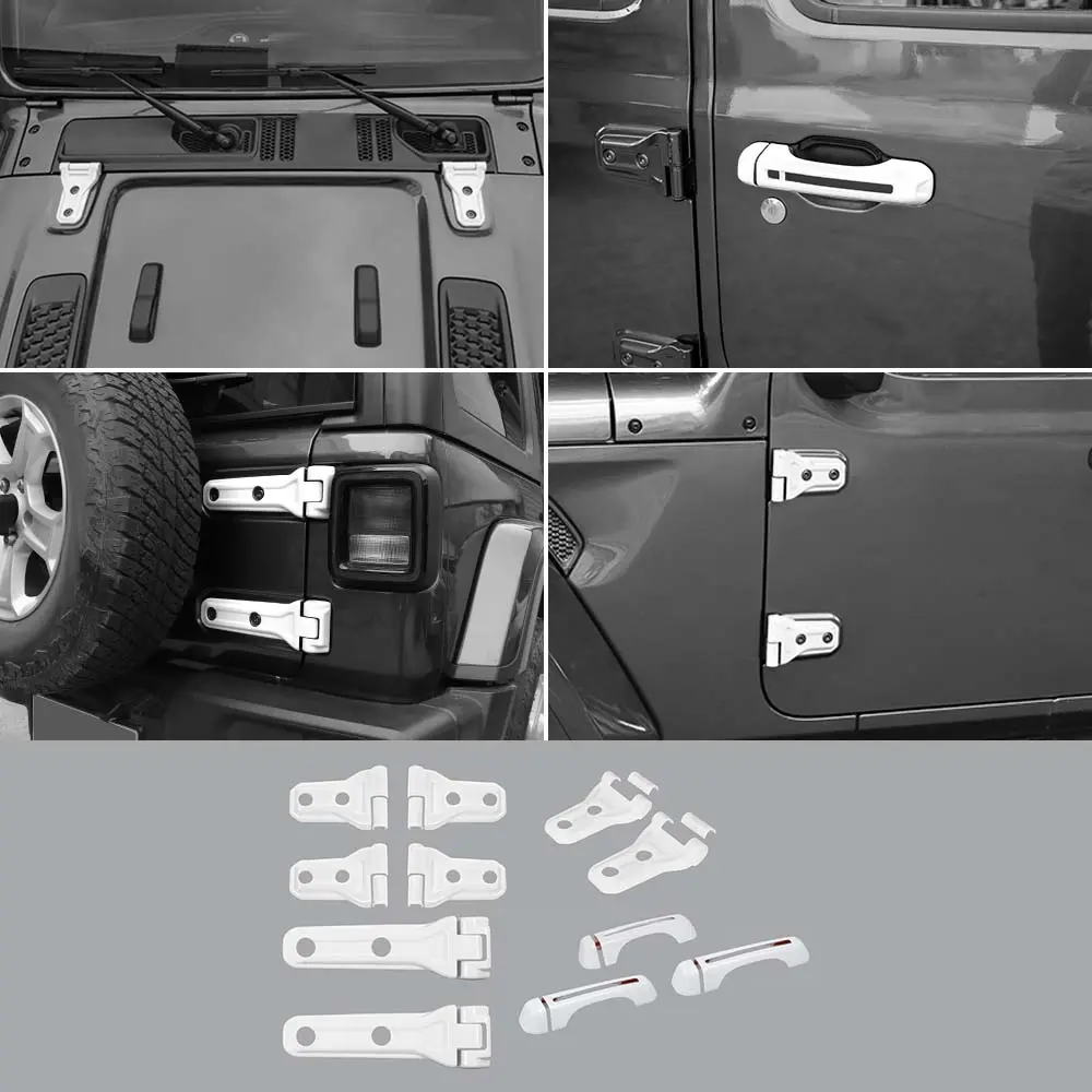 For 2018-2025 Jeep Wrangler JL 2-Dr 11 x Door Handle/Door & Engine Hood & Spare Tire Bracket Hinge Trim Cover - Image 15