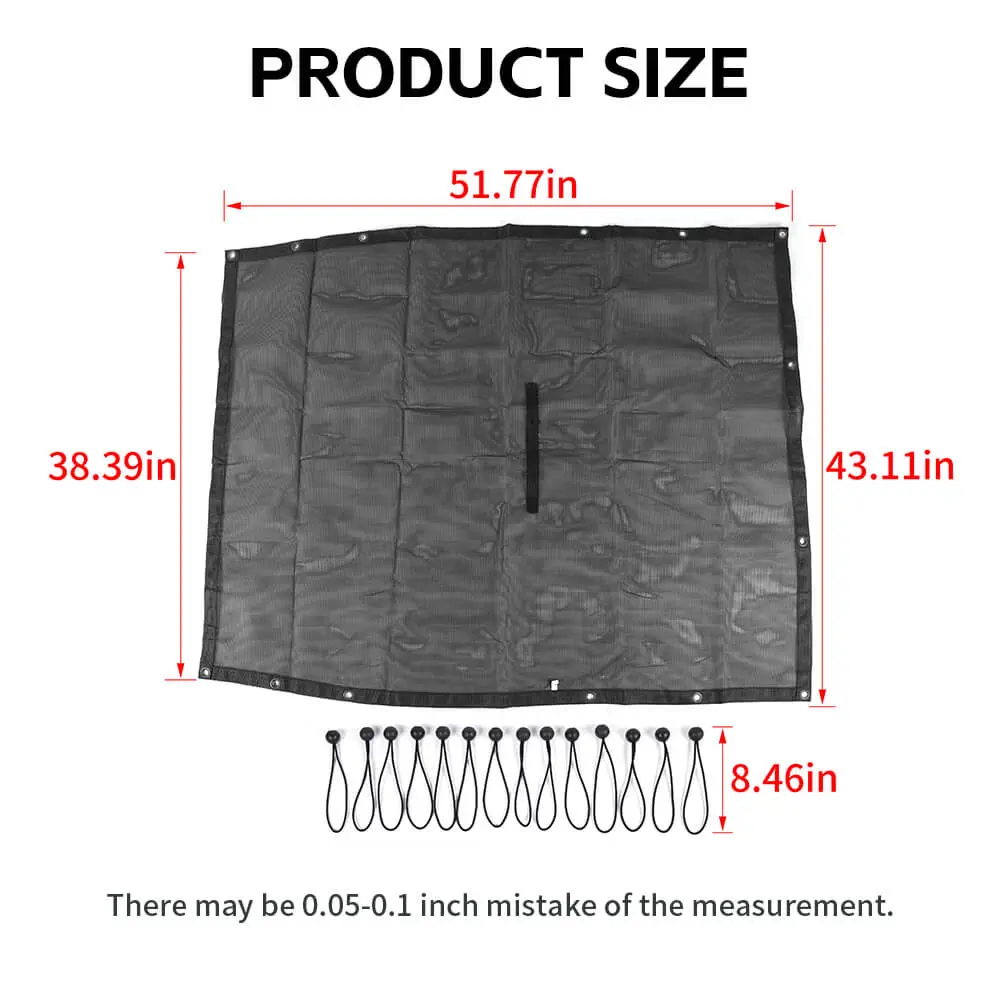 For 2018+ Jeep Wrangler JL 2Door Mesh Shade Top Cover Provides UV Insulation Net Short Size - Image 11