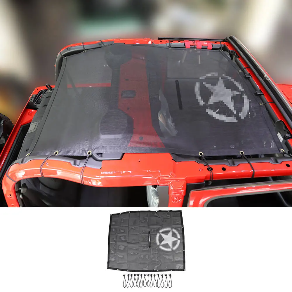 For 2018+ Jeep Wrangler JL 2Door Mesh Shade Top Cover Provides UV Insulation Net Short Size - Image 13