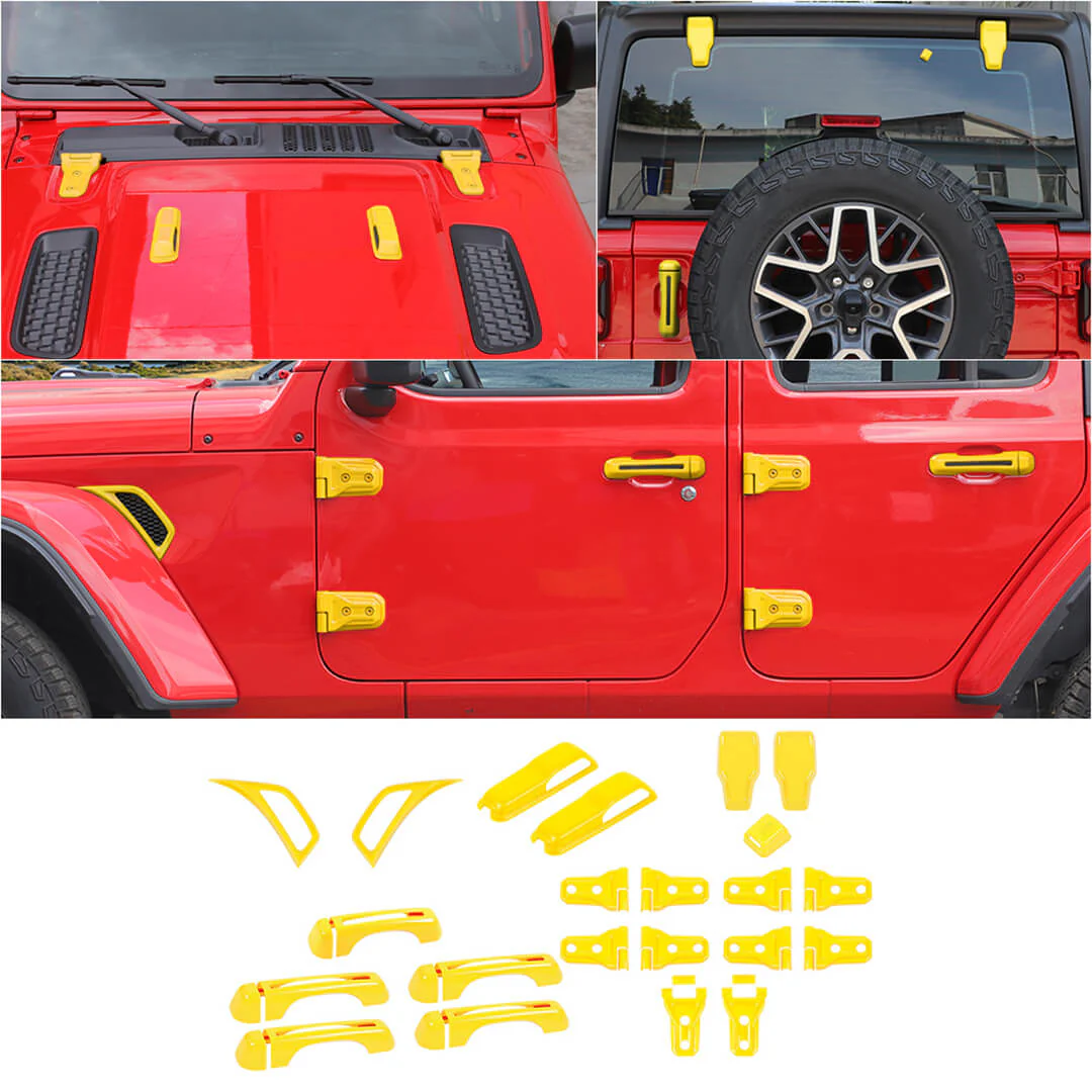 For 2018+ Jeep Wrangler JL 4-Door Version Exterior Car Door Hinge Handle Shell Cover Trim Kit (22 pcs) - Image 23