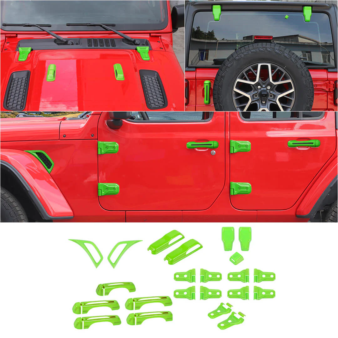 For 2018+ Jeep Wrangler JL 4-Door Version Exterior Car Door Hinge Handle Shell Cover Trim Kit (22 pcs) - Image 24