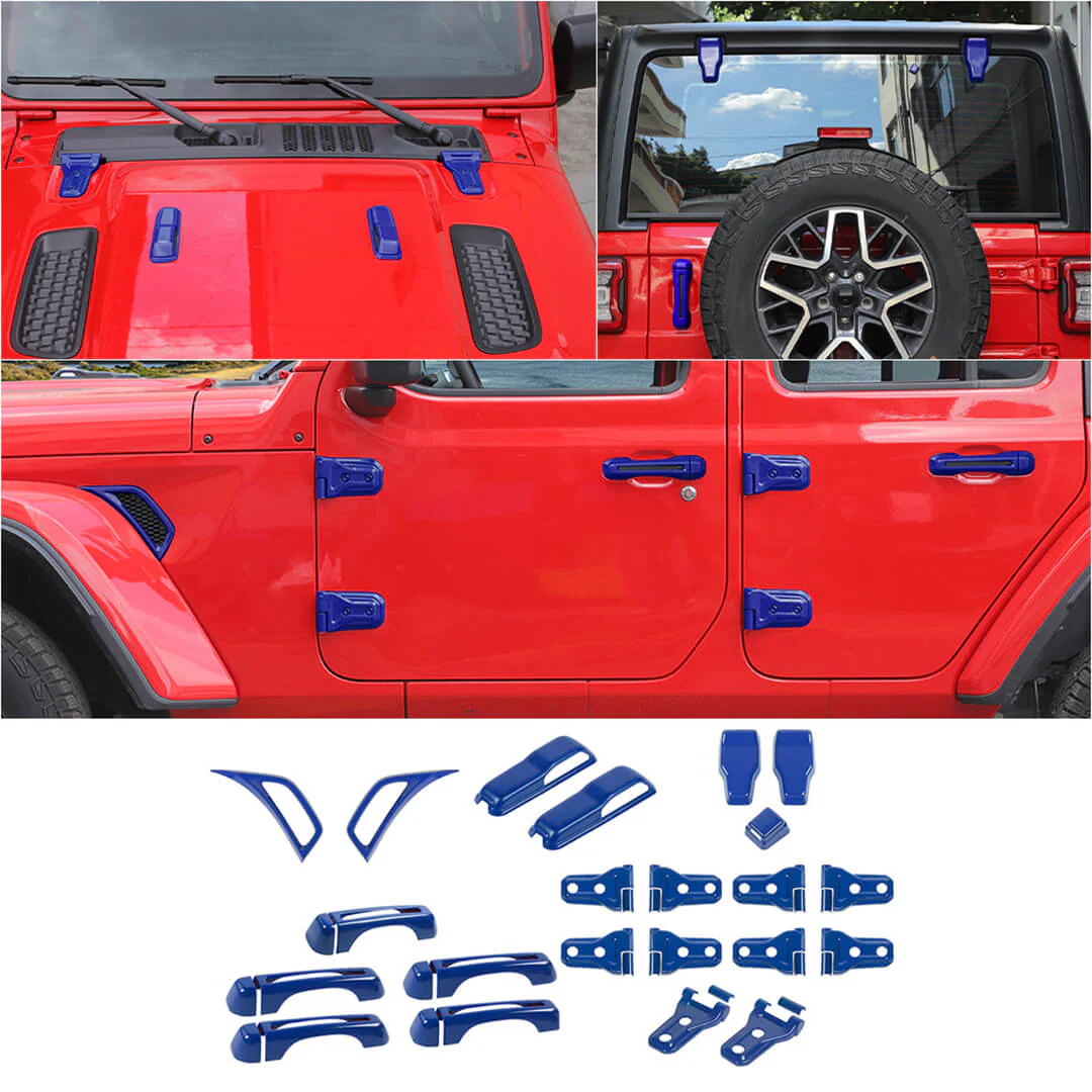 For 2018+ Jeep Wrangler JL 4-Door Version Exterior Car Door Hinge Handle Shell Cover Trim Kit (22 pcs) - Image 26
