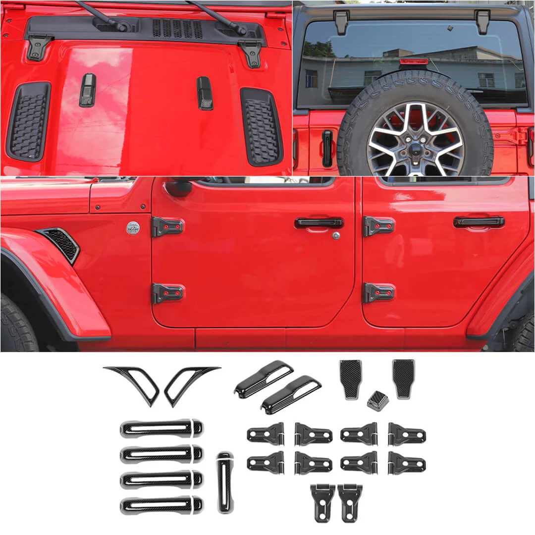 For 2018+ Jeep Wrangler JL 4-Door Version Exterior Car Door Hinge Handle Shell Cover Trim Kit (22 pcs) - Image 28