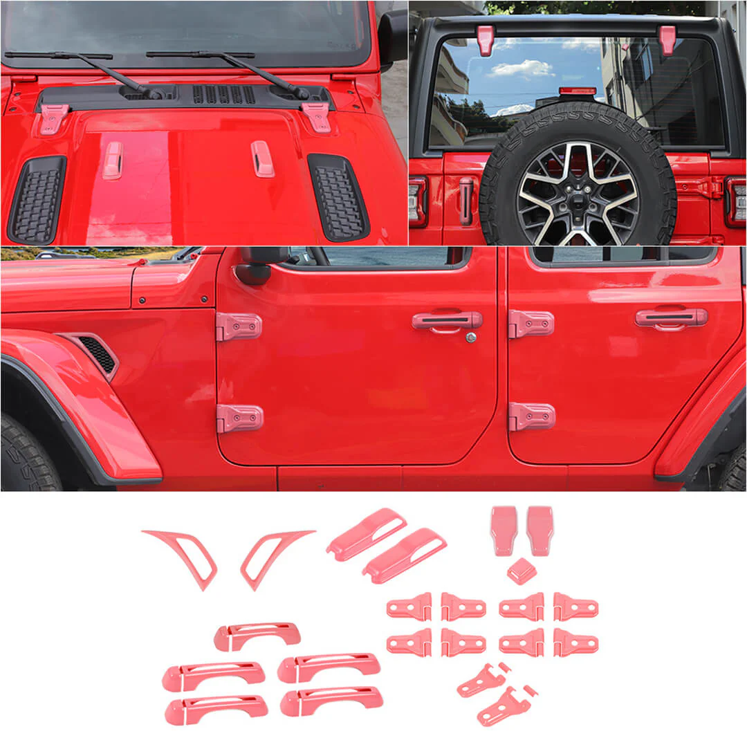 For 2018+ Jeep Wrangler JL 4-Door Version Exterior Car Door Hinge Handle Shell Cover Trim Kit (22 pcs) - Image 29