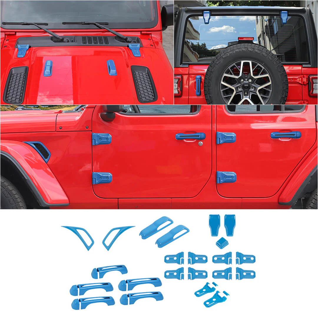 For 2018+ Jeep Wrangler JL 4-Door Version Exterior Car Door Hinge Handle Shell Cover Trim Kit (22 pcs) - Image 30