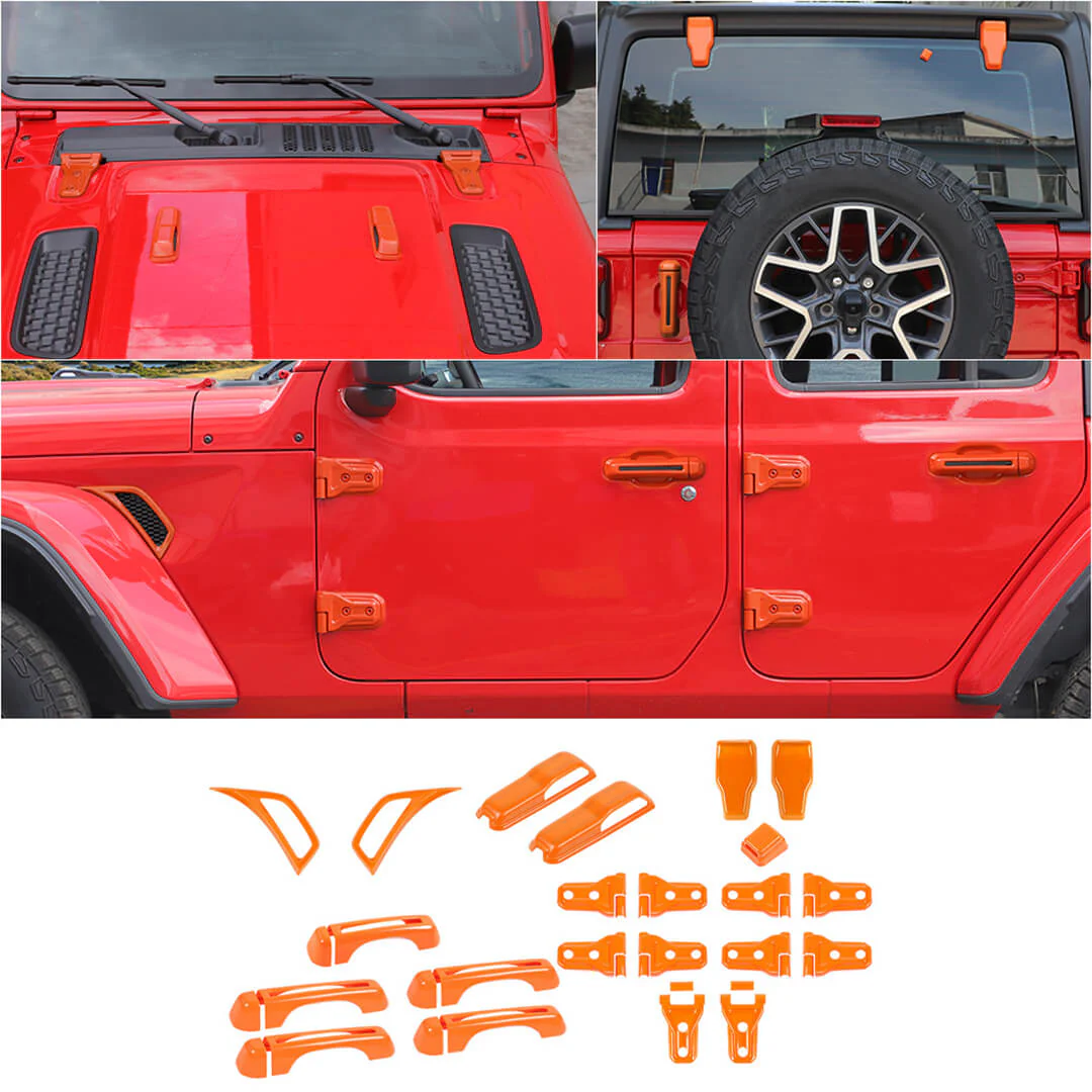 For 2018+ Jeep Wrangler JL 4-Door Version Exterior Car Door Hinge Handle Shell Cover Trim Kit (22 pcs) - Image 32