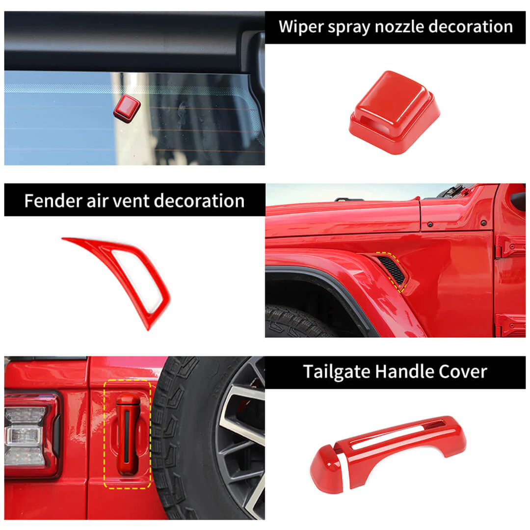 For 2018+ Jeep Wrangler JL 4-Door Version Exterior Car Door Hinge Handle Shell Cover Trim Kit (22 pcs) - Image 6