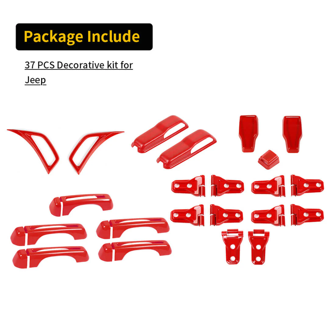 For 2018+ Jeep Wrangler JL 4-Door Version Exterior Car Door Hinge Handle Shell Cover Trim Kit (22 pcs) - Image 7