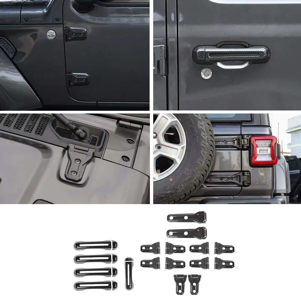 For 2018-2025 Jeep Wrangler JL 4-Dr 17x Door Handle/Door & Engine Hood & Spare Tire Bracket Hinge Trim Cover - Image 15