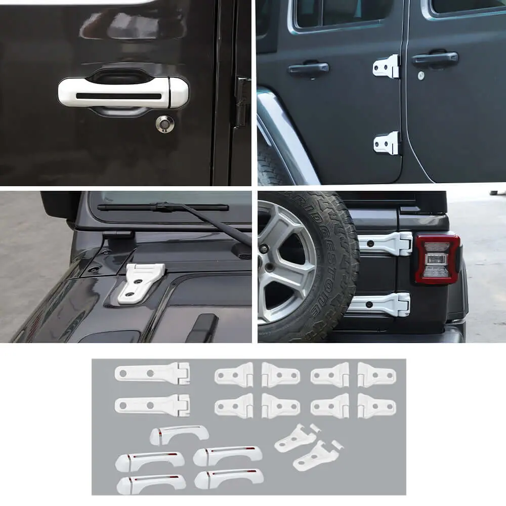 For 2018-2025 Jeep Wrangler JL 4-Dr 17x Door Handle/Door & Engine Hood & Spare Tire Bracket Hinge Trim Cover - Image 16