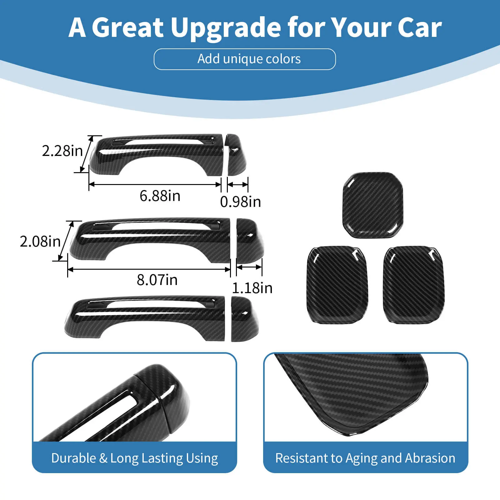 For 2018+ Jeep Wrangler JL 2-Door Car Handle Shell Door Bowl Cover Trim Decor (9 pcs) - Image 10