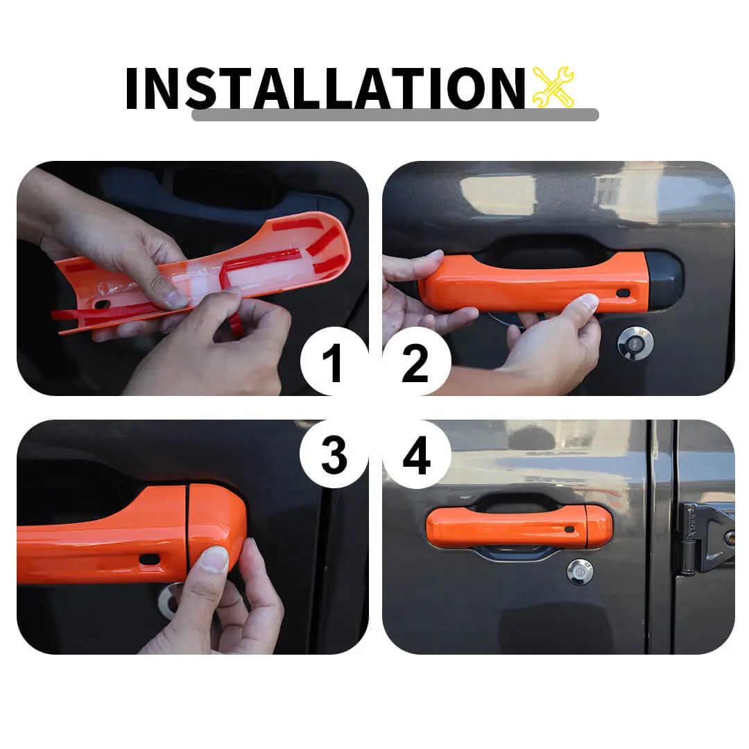 For 2018+ Jeep Wrangler JL Exterior Door Tailgate Handle Cover Trim Shell (3 pcs) - Image 8
