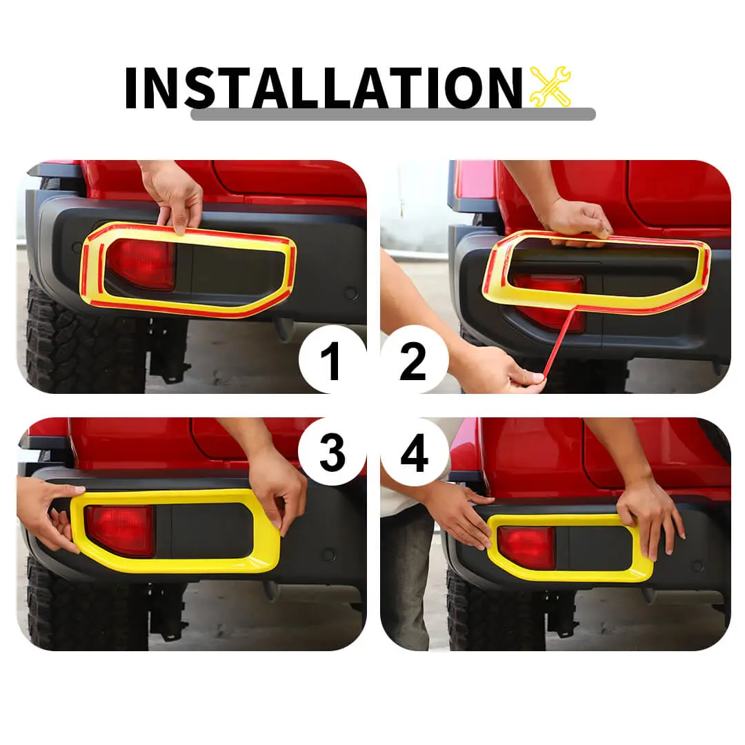 For 2018+ Jeep Wrangler JL Exterior Rear Fog Light Frame Trim Cover (2 pcs) - Image 8
