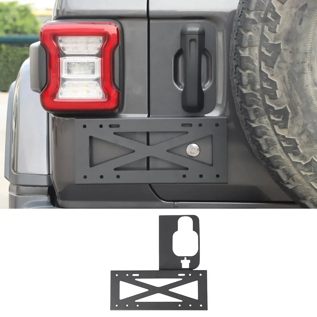 For 2018+ Jeep Wrangler JL Exterior Rear Tailgate Door Handle License Plate Holder Bracket