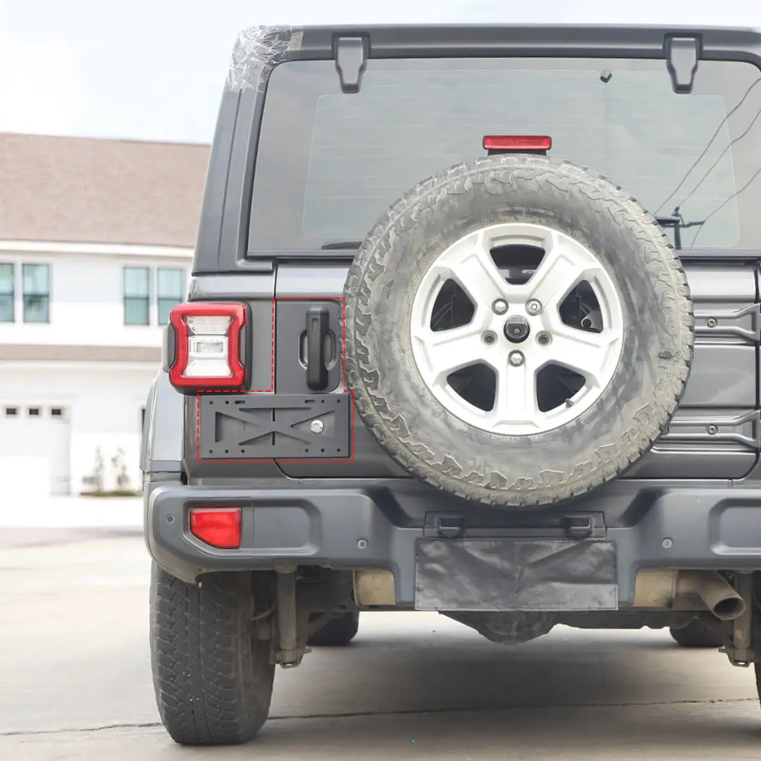 For 2018+ Jeep Wrangler JL Exterior Rear Tailgate Door Handle License Plate Holder Bracket - Image 3