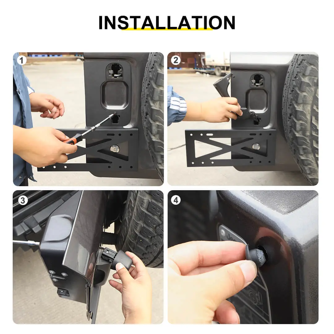 For 2018+ Jeep Wrangler JL Exterior Rear Tailgate Door Handle License Plate Holder Bracket - Image 8