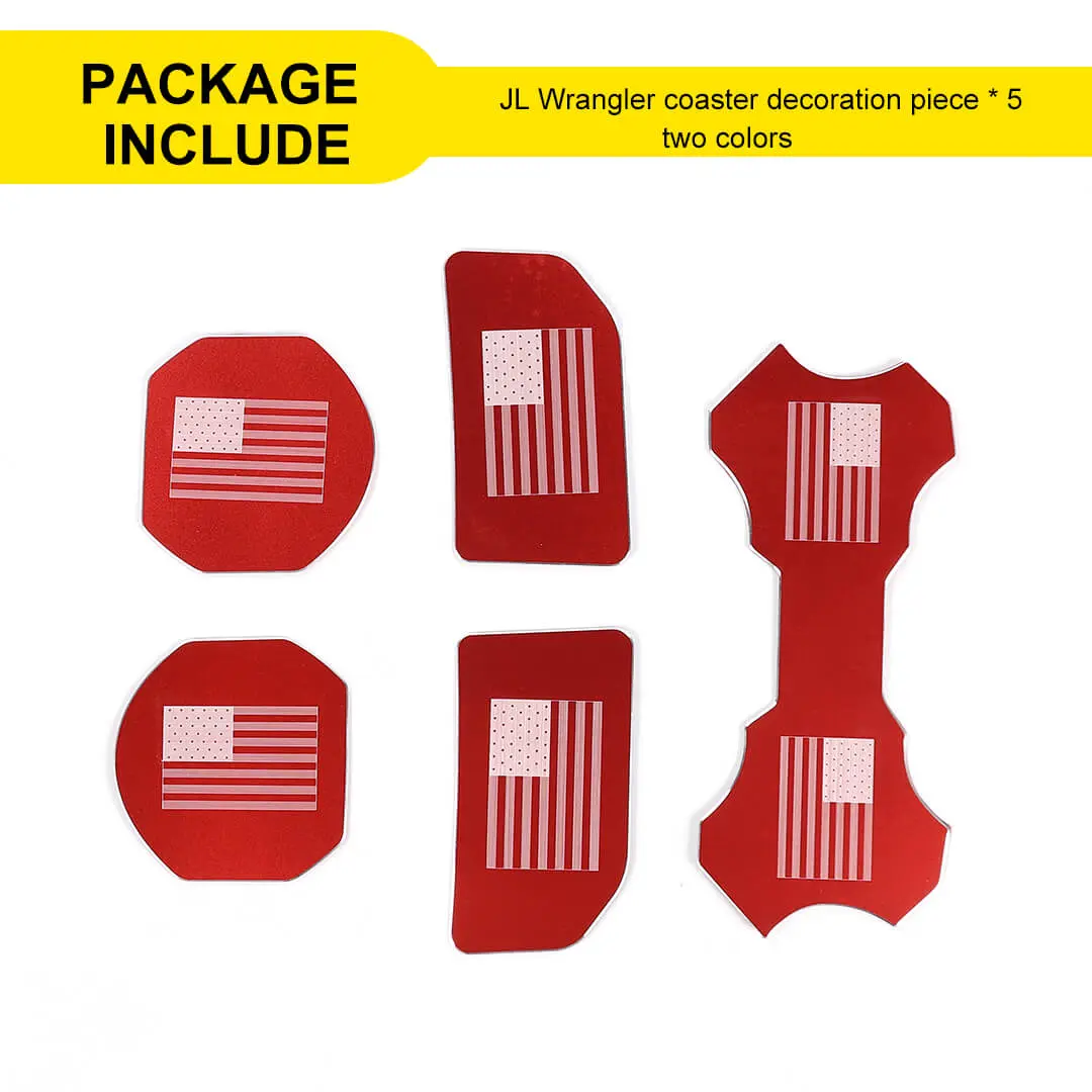For 2018+ Jeep Wrangler JL Front & Rear Cup Holder Insert Mat Coaster Trim Cover (5 pcs) - Image 10