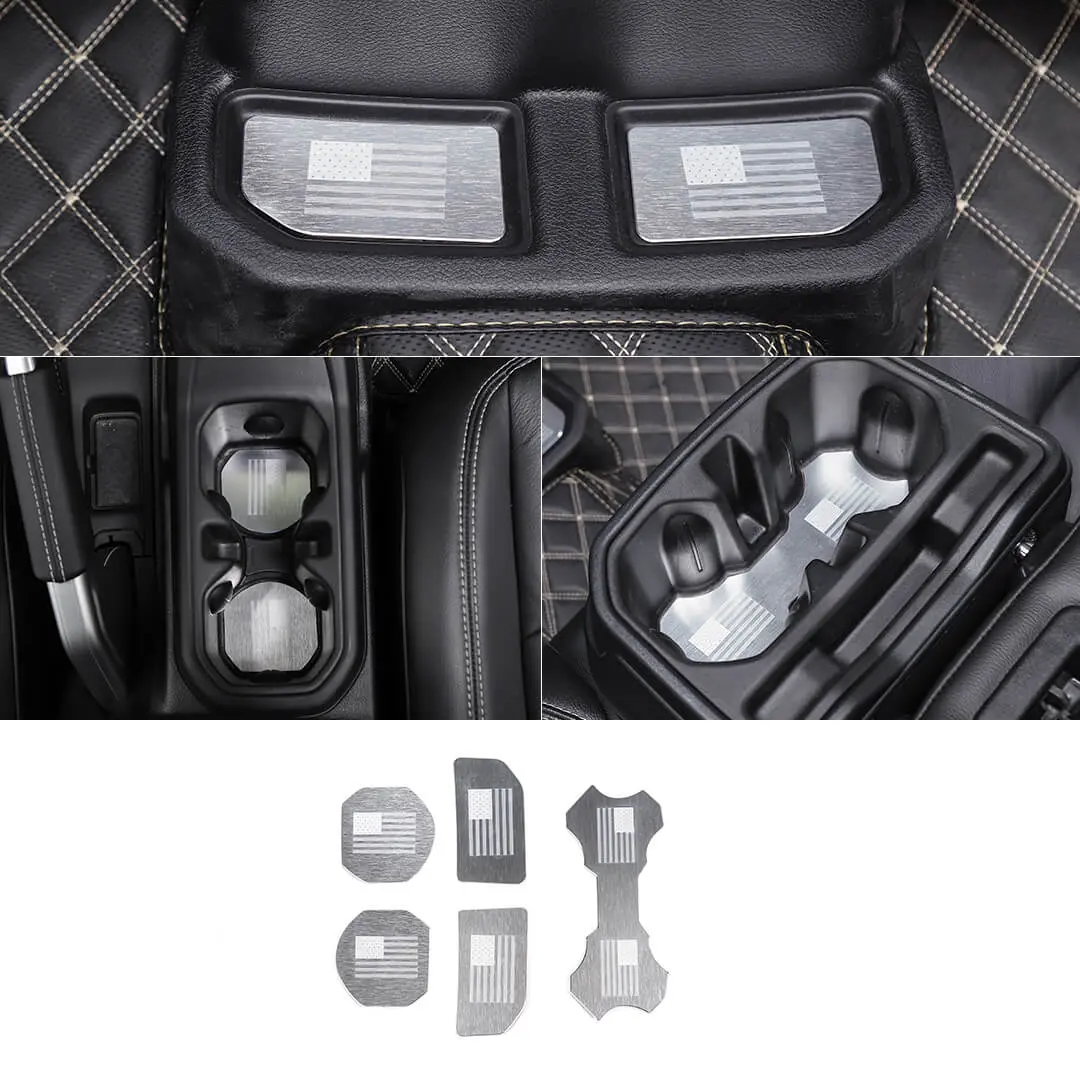 For 2018+ Jeep Wrangler JL Front & Rear Cup Holder Insert Mat Coaster Trim Cover (5 pcs) - Image 12