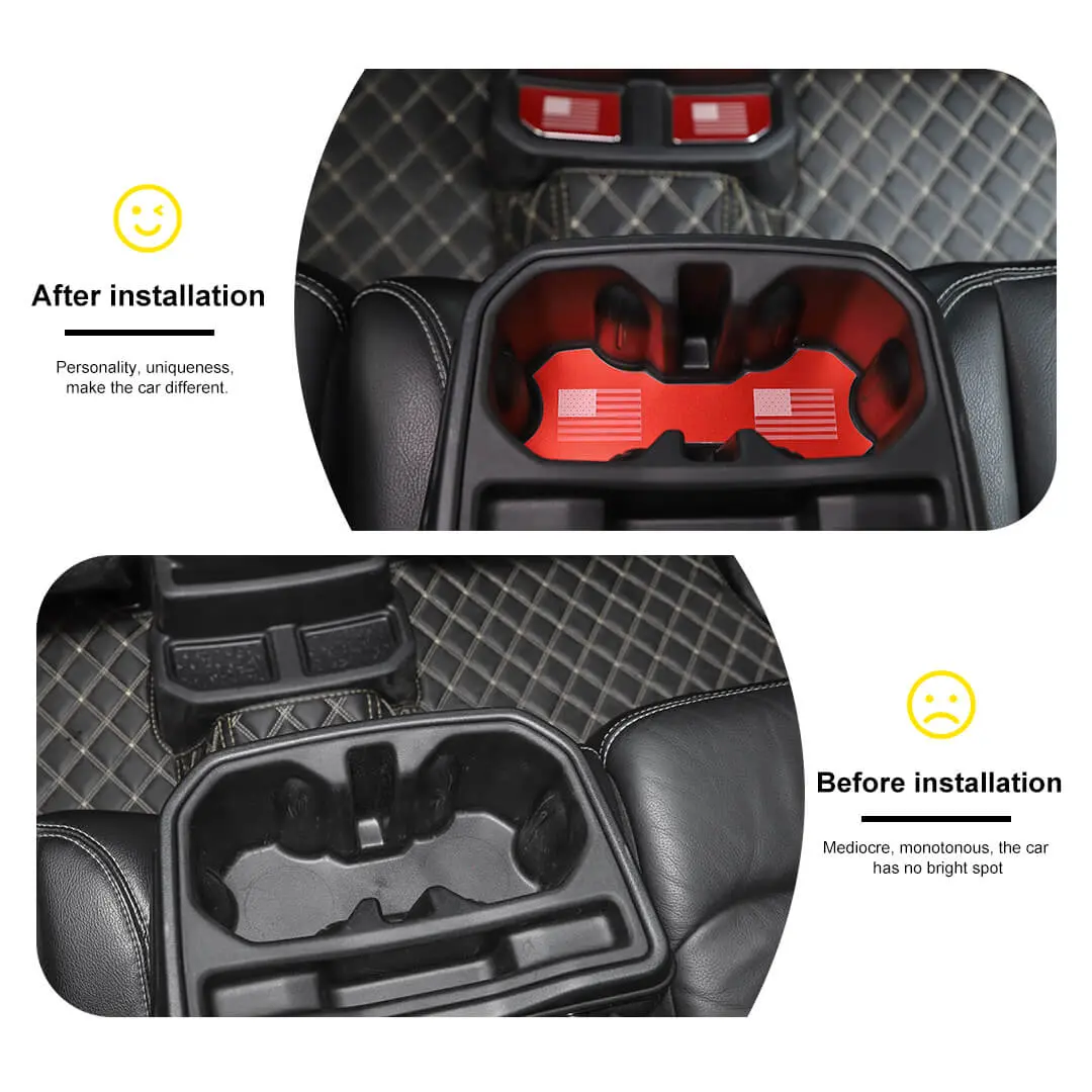 For 2018+ Jeep Wrangler JL Front & Rear Cup Holder Insert Mat Coaster Trim Cover (5 pcs) - Image 2