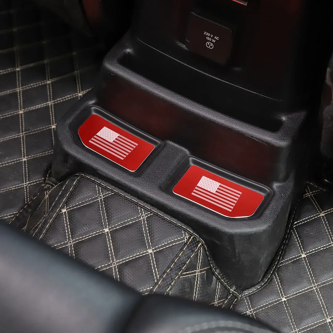 For 2018+ Jeep Wrangler JL Front & Rear Cup Holder Insert Mat Coaster Trim Cover (5 pcs) - Image 3