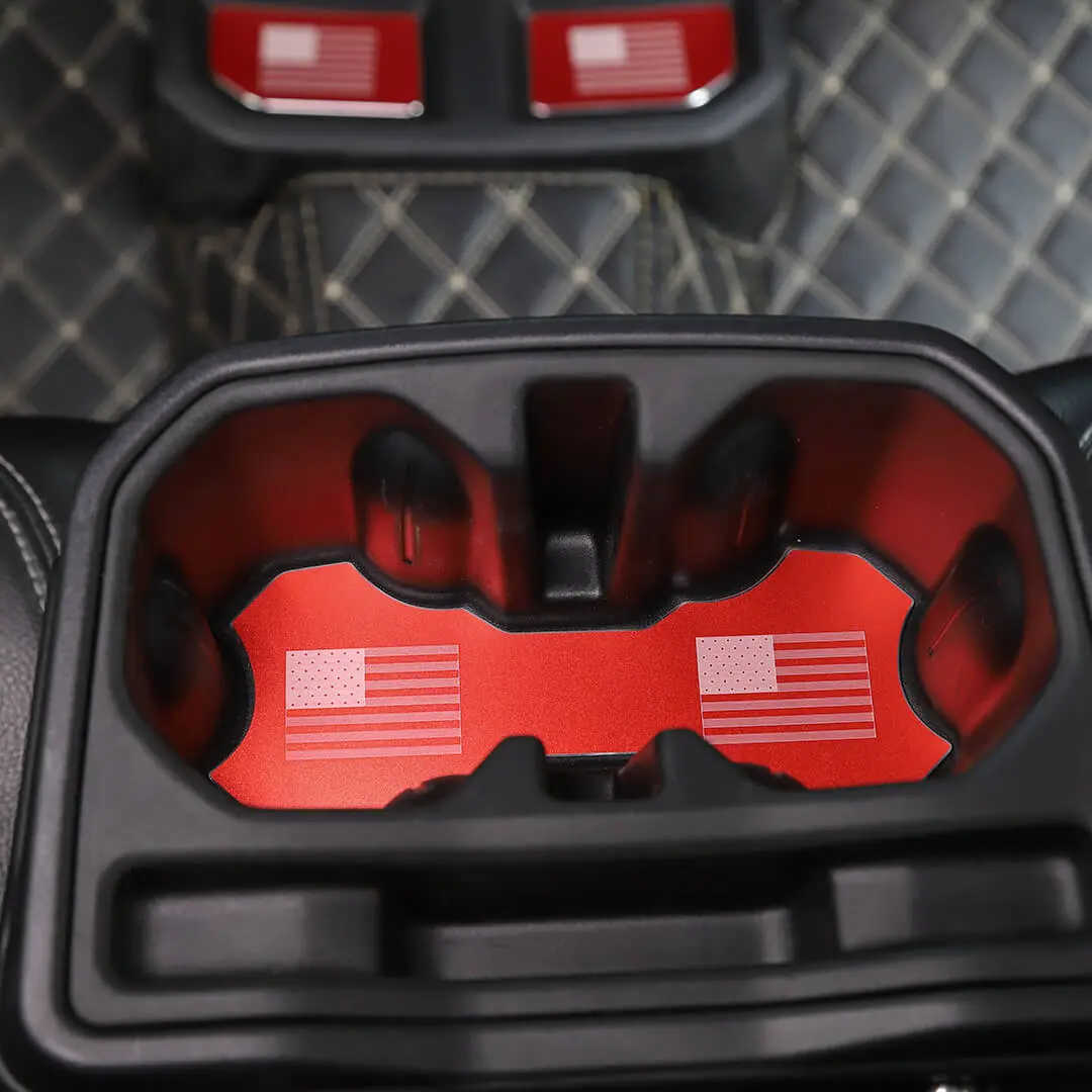 For 2018+ Jeep Wrangler JL Front & Rear Cup Holder Insert Mat Coaster Trim Cover (5 pcs) - Image 4