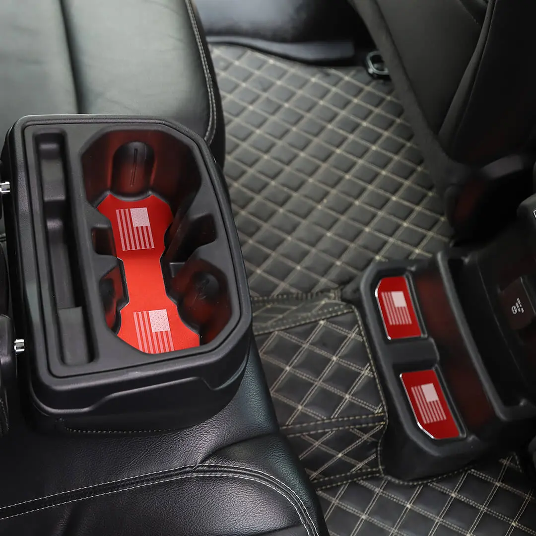 For 2018+ Jeep Wrangler JL Front & Rear Cup Holder Insert Mat Coaster Trim Cover (5 pcs) - Image 6
