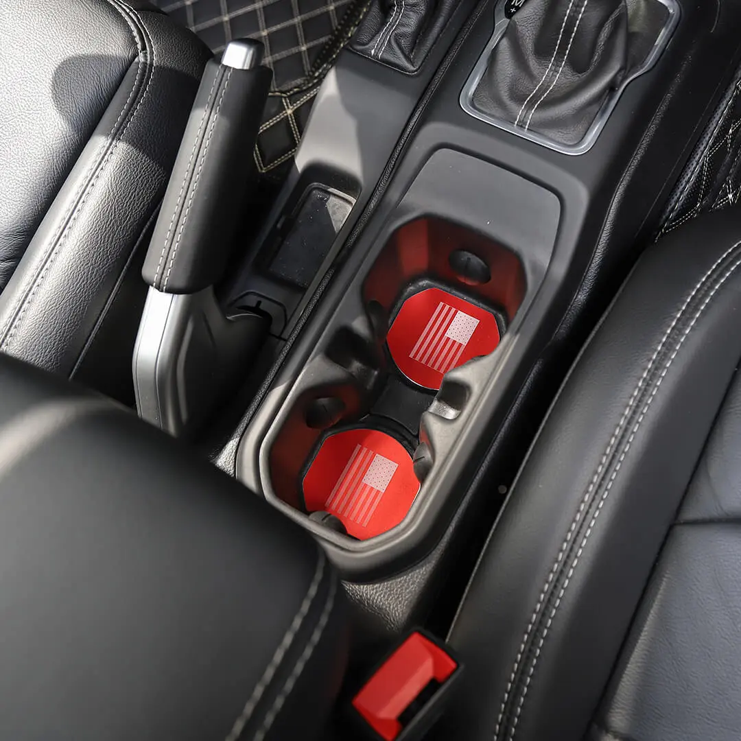 For 2018+ Jeep Wrangler JL Front & Rear Cup Holder Insert Mat Coaster Trim Cover (5 pcs) - Image 7