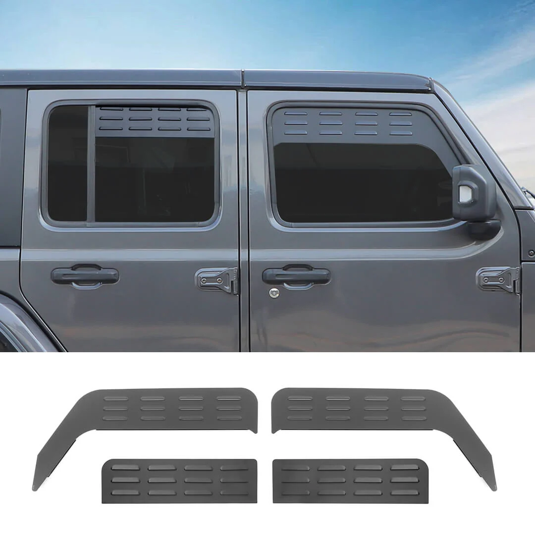 For 2018+ Jeep Wrangler JL Front Rear Window Louver Vent Rear Window Blinds Kit (4 pcs)
