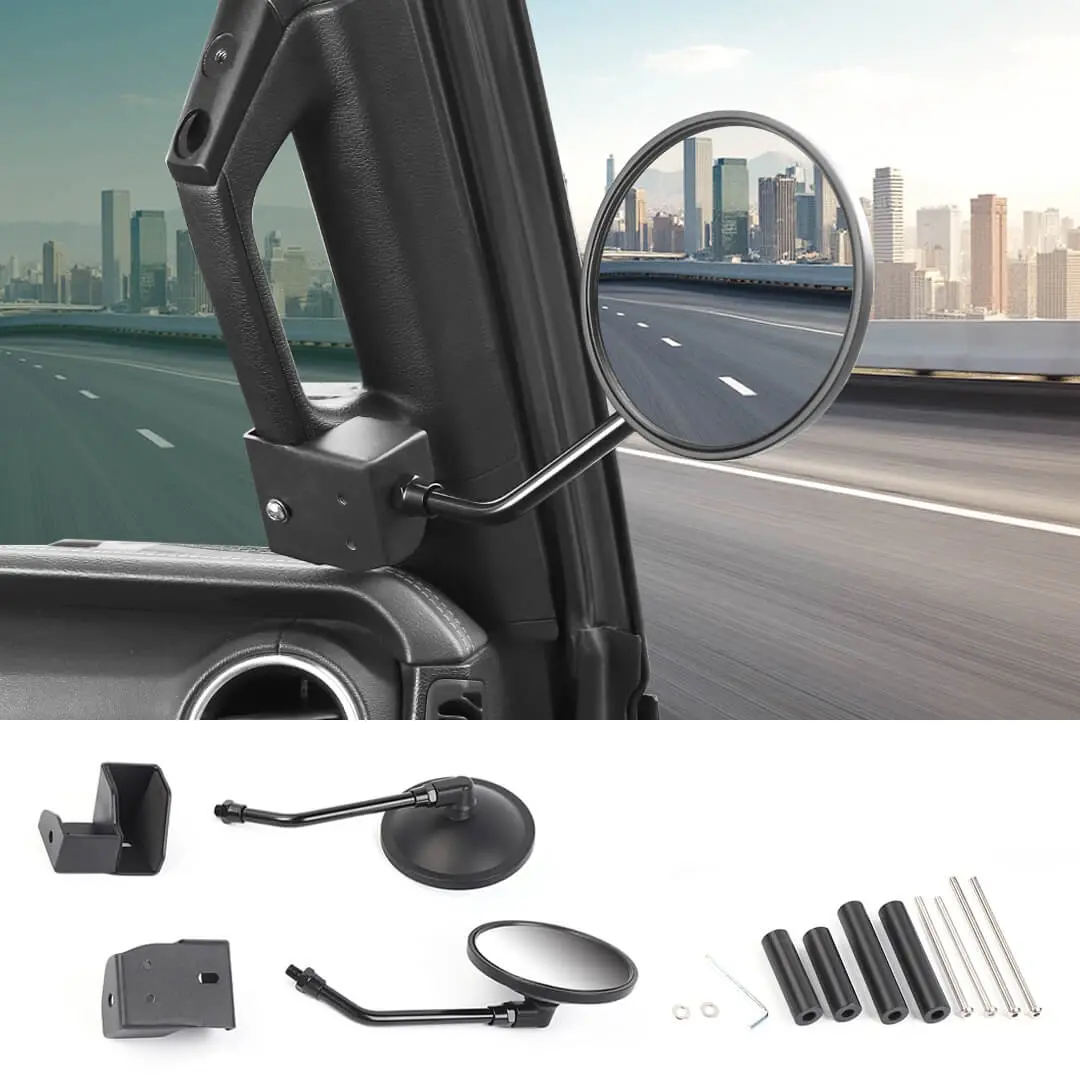 For 2018+ Jeep Wrangler JL & Gladiator JT A-Pillar Grab Handle Rear View Mirrors (2 pcs) - Image 11
