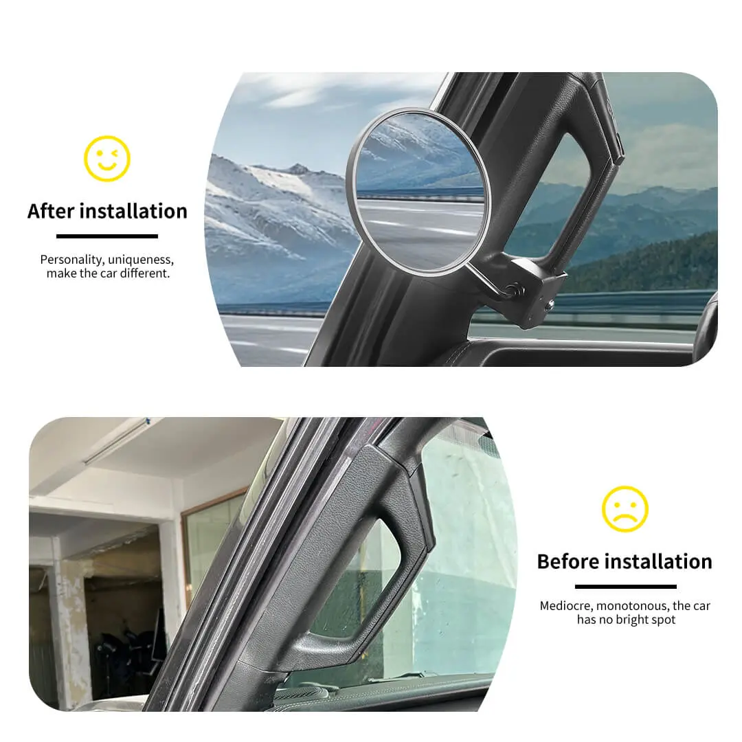 For 2018+ Jeep Wrangler JL & Gladiator JT A-Pillar Grab Handle Rear View Mirrors (2 pcs) - Image 2
