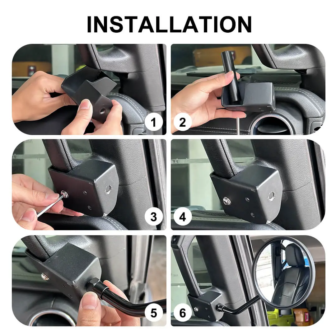 For 2018+ Jeep Wrangler JL & Gladiator JT A-Pillar Grab Handle Rear View Mirrors (2 pcs) - Image 6