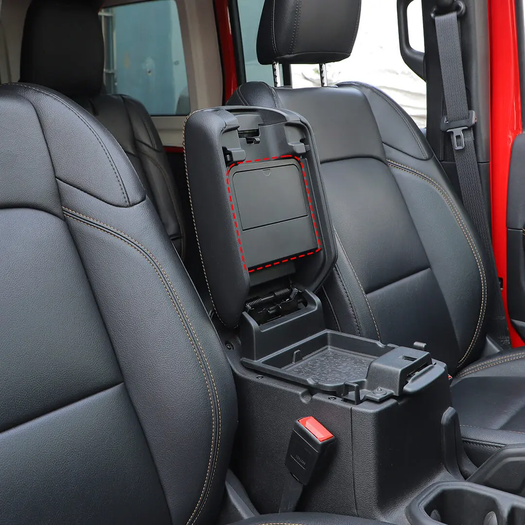For 2018+ Jeep Wrangler JL & Gladiator JT Armrest Hidden Storage Box Organizer Secret Tray Fold - Image 3
