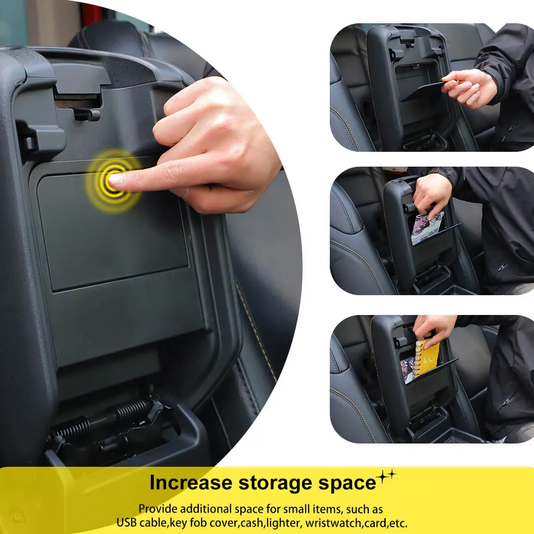 For 2018+ Jeep Wrangler JL & Gladiator JT Armrest Hidden Storage Box Organizer Secret Tray Fold - Image 9