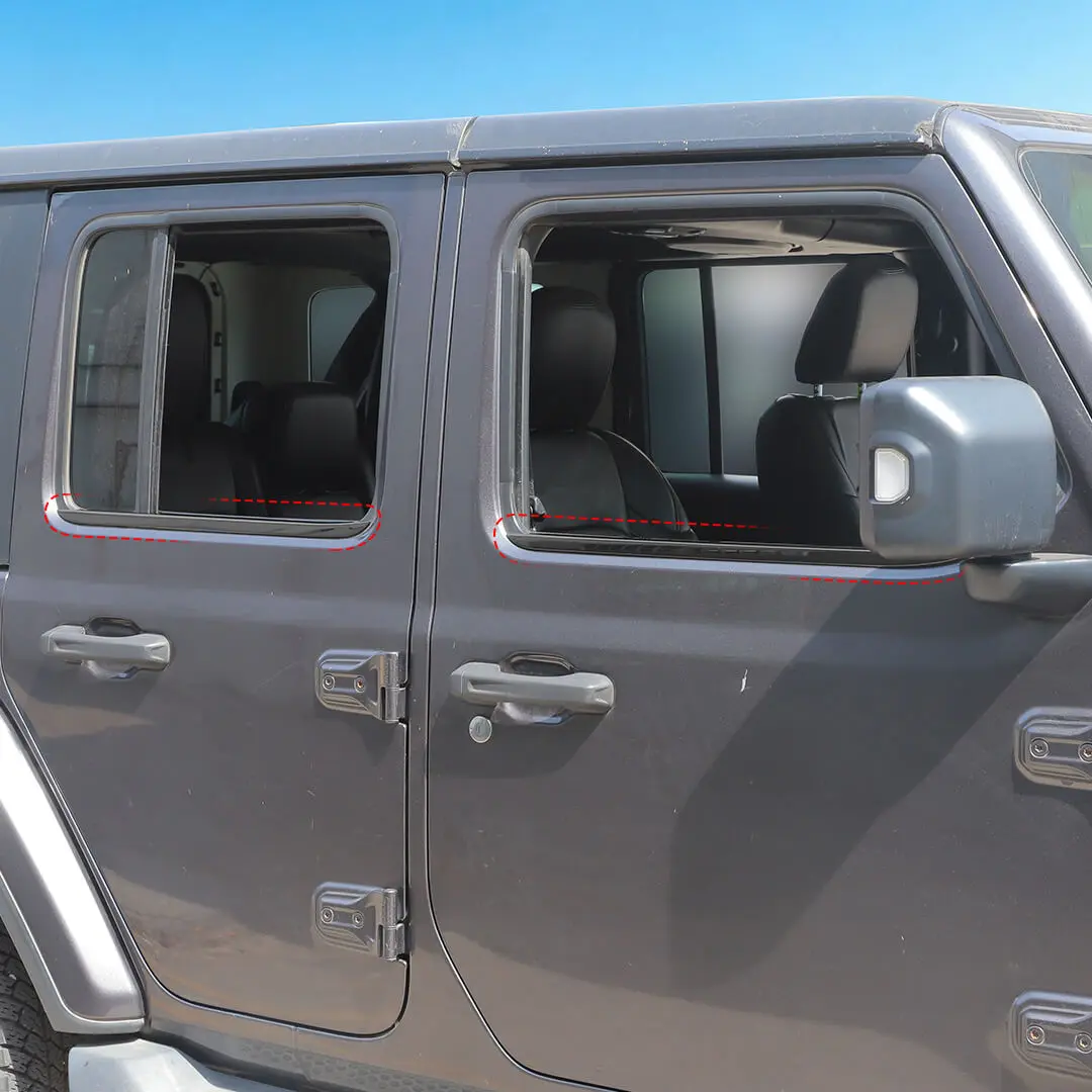 For 2018+ Jeep Wrangler JL & Gladiator JT Car Window Sill Decor Trim Strip Cover Molding (4 pcs) - Image 3
