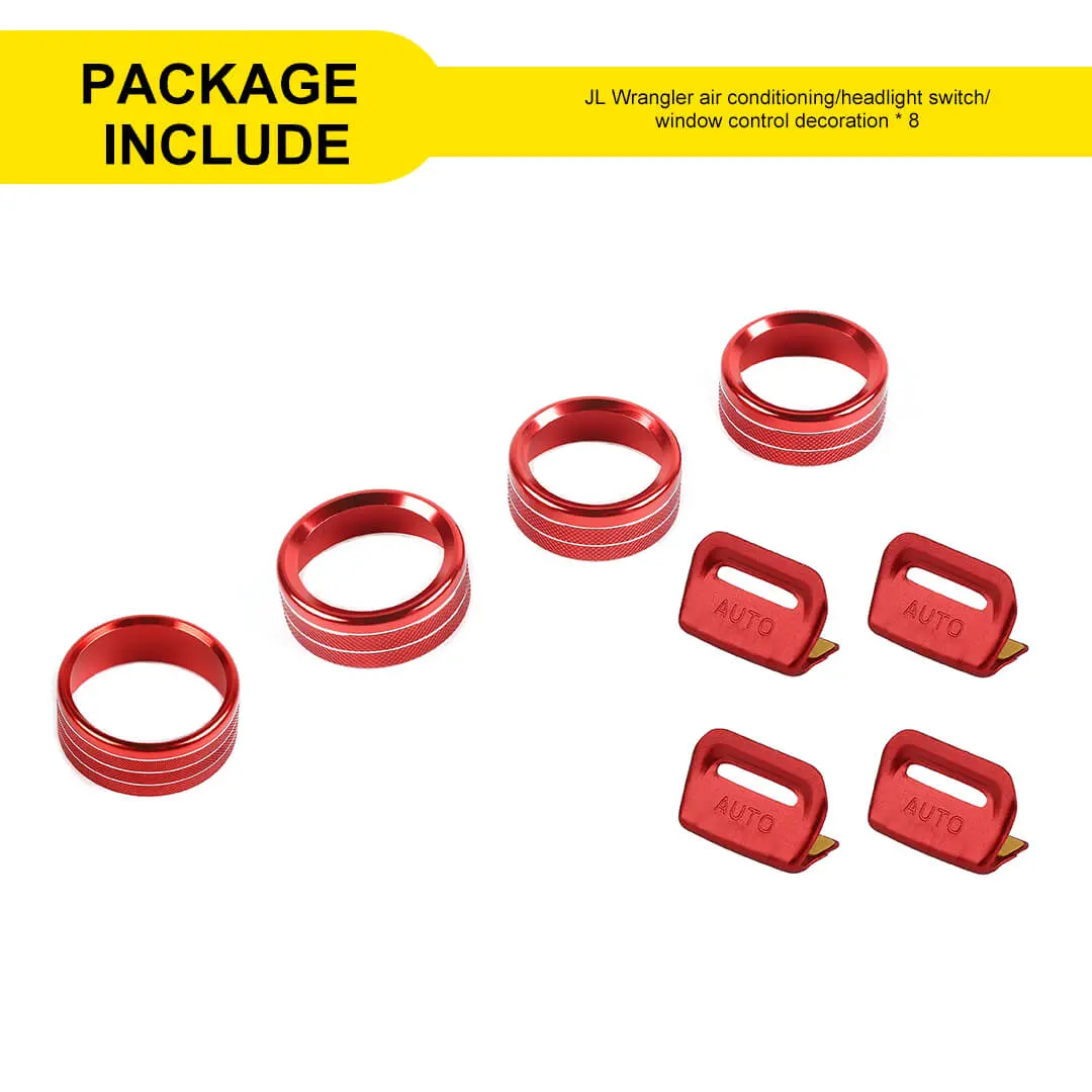 For 2018+ Jeep Wrangler JL & Gladiator JT Center Console Air Con Headlight Switch Window Control Knob Trim (8 pcs) - Image 13