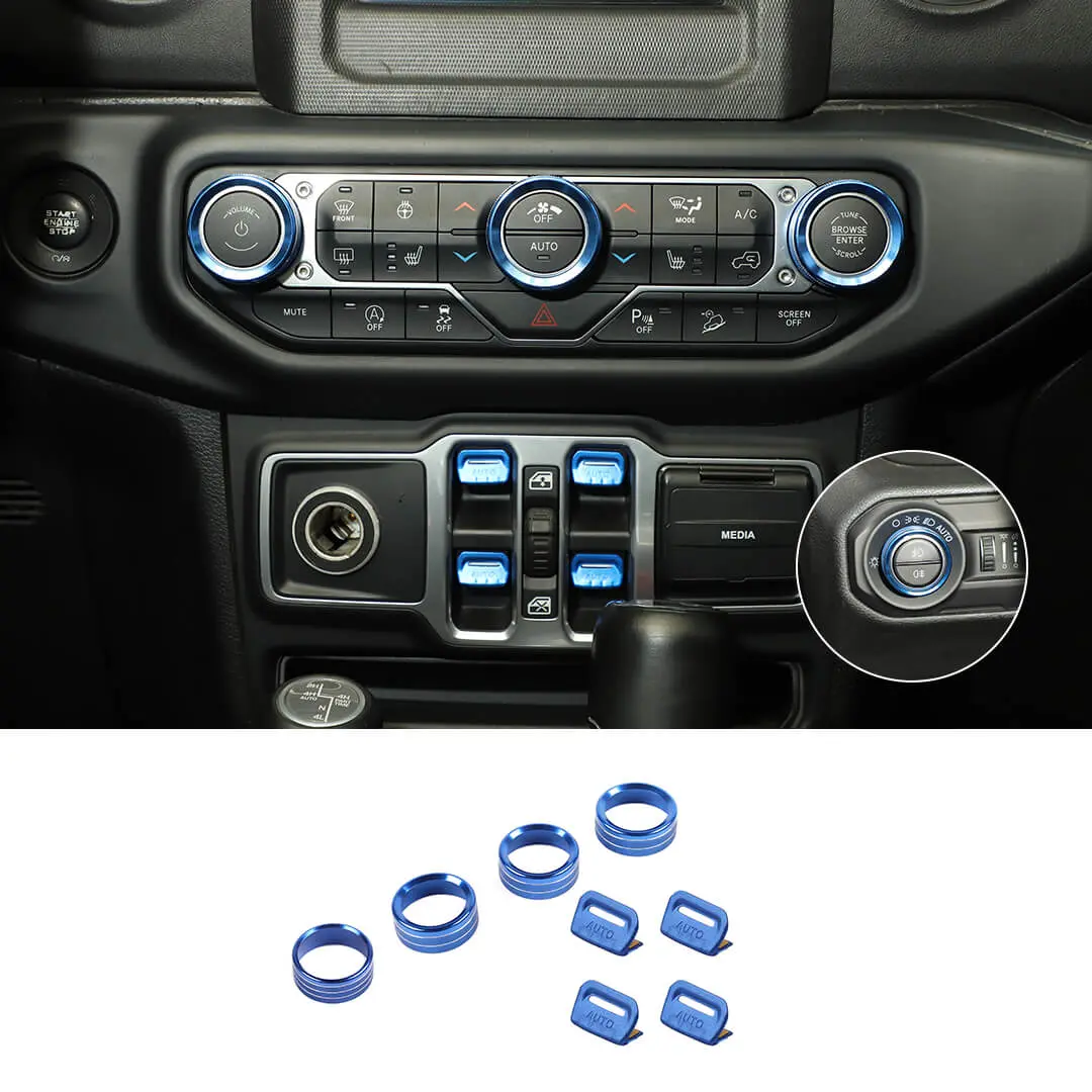 For 2018+ Jeep Wrangler JL & Gladiator JT Center Console Air Con Headlight Switch Window Control Knob Trim (8 pcs) - Image 15