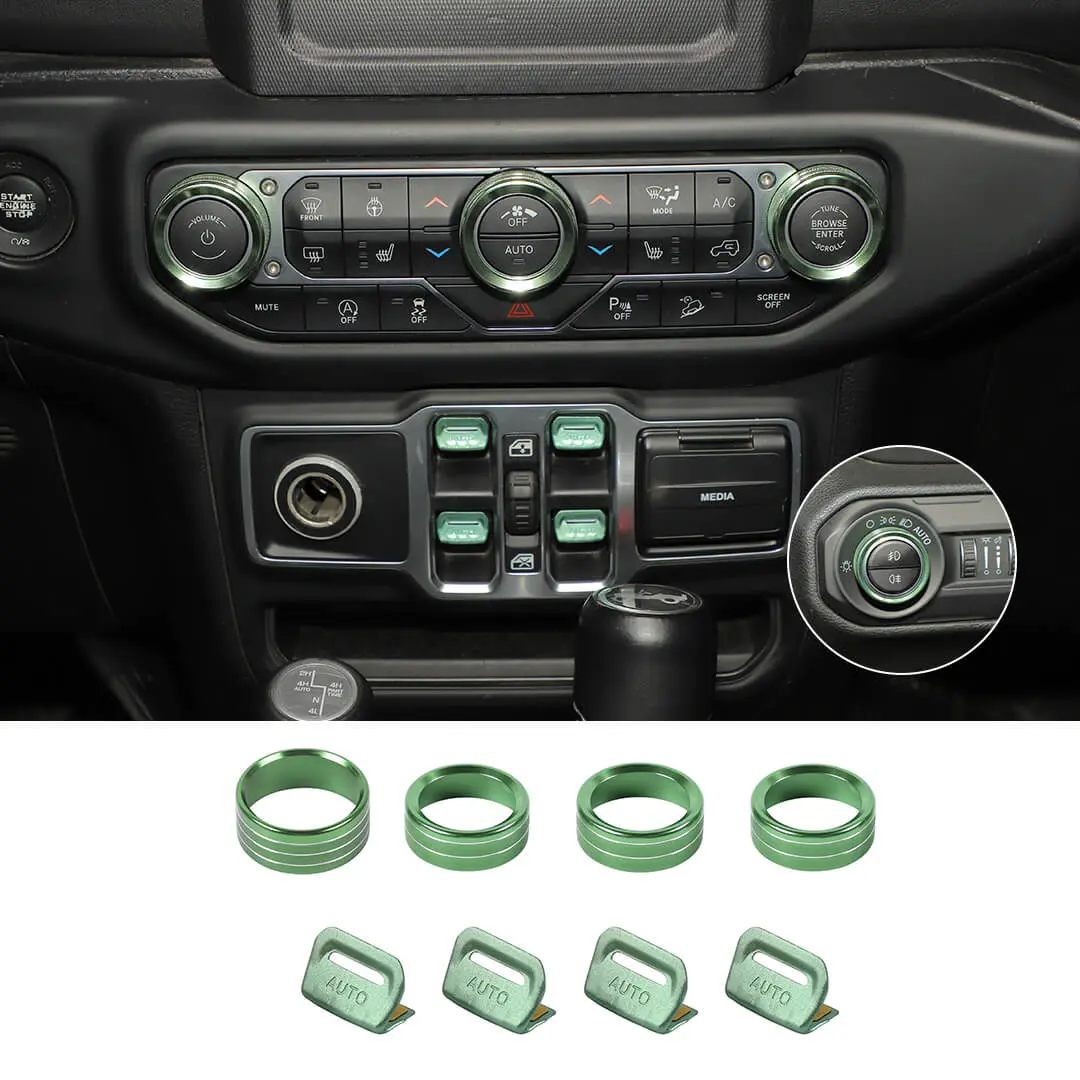 For 2018+ Jeep Wrangler JL & Gladiator JT Center Console Air Con Headlight Switch Window Control Knob Trim (8 pcs) - Image 17