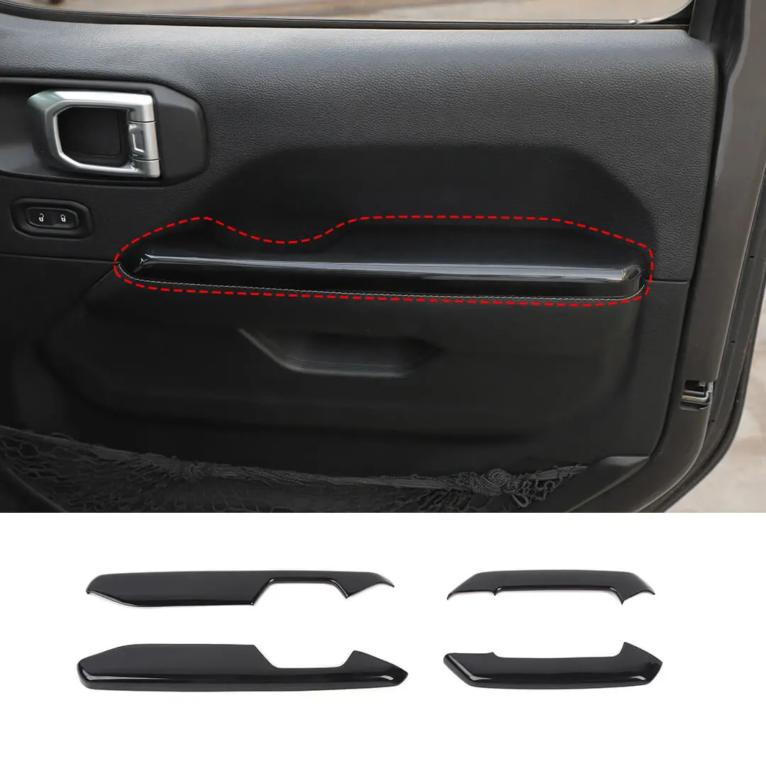 For 2018+ Jeep Wrangler JL & Gladiator JT Door Armrest Handle Panel Guard Trim Cover (4 pcs)