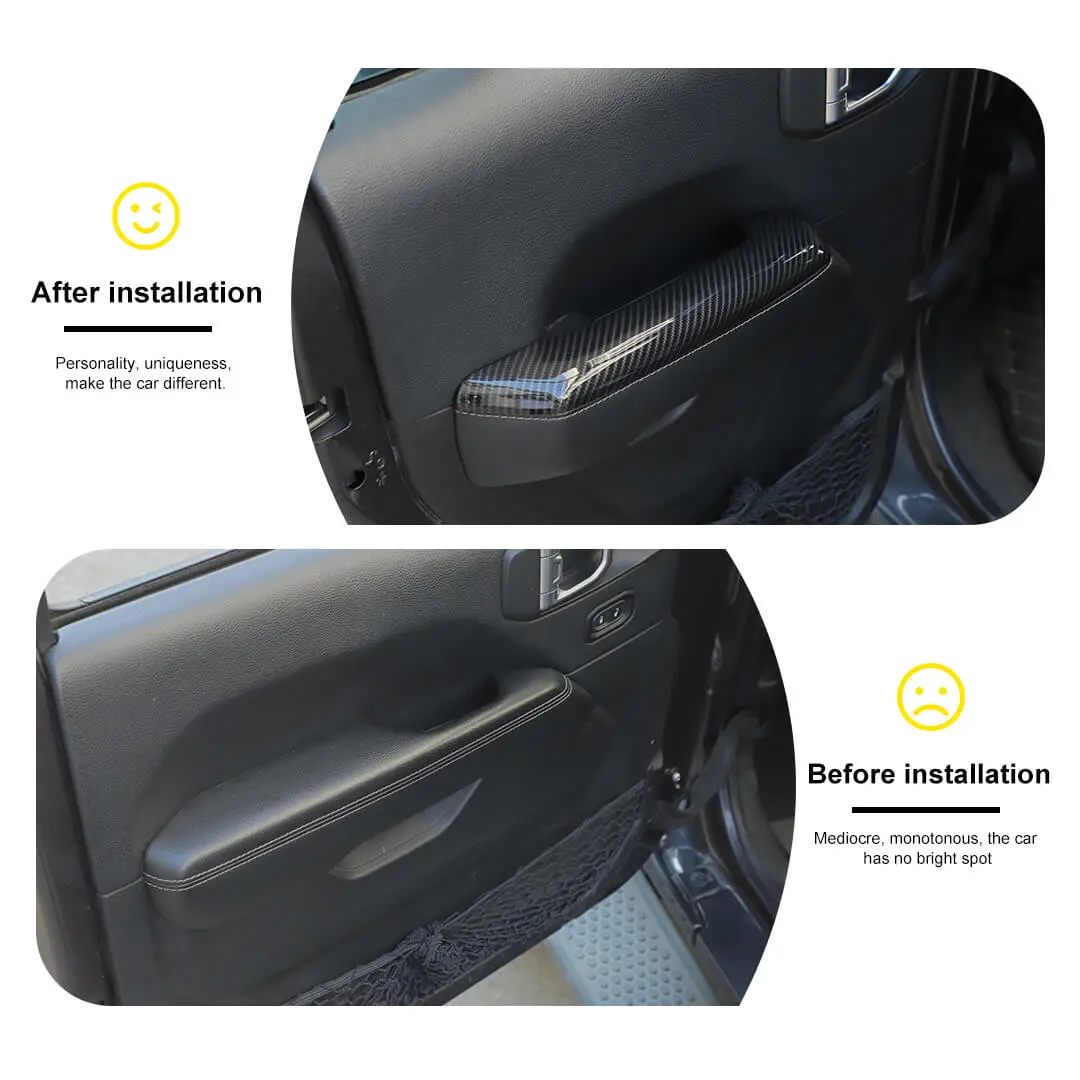 For 2018+ Jeep Wrangler JL & Gladiator JT Door Armrest Handle Panel Guard Trim Cover (4 pcs) - Image 2