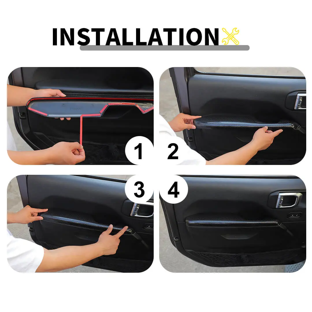 For 2018+ Jeep Wrangler JL & Gladiator JT Door Armrest Handle Panel Guard Trim Cover (4 pcs) - Image 8