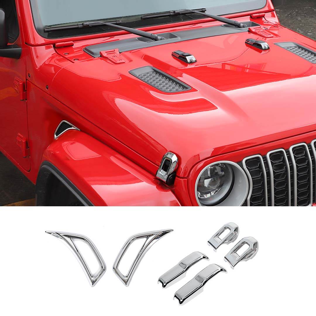 For 2018+ Jeep Wrangler JL & Gladiator JT Exterior Engine Hood Buckle Fender Side Air Vent Trim Cover (6 pcs) - Image 16
