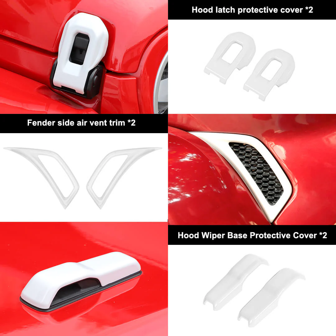 For 2018+ Jeep Wrangler JL & Gladiator JT Exterior Engine Hood Buckle Fender Side Air Vent Trim Cover (6 pcs) - Image 3