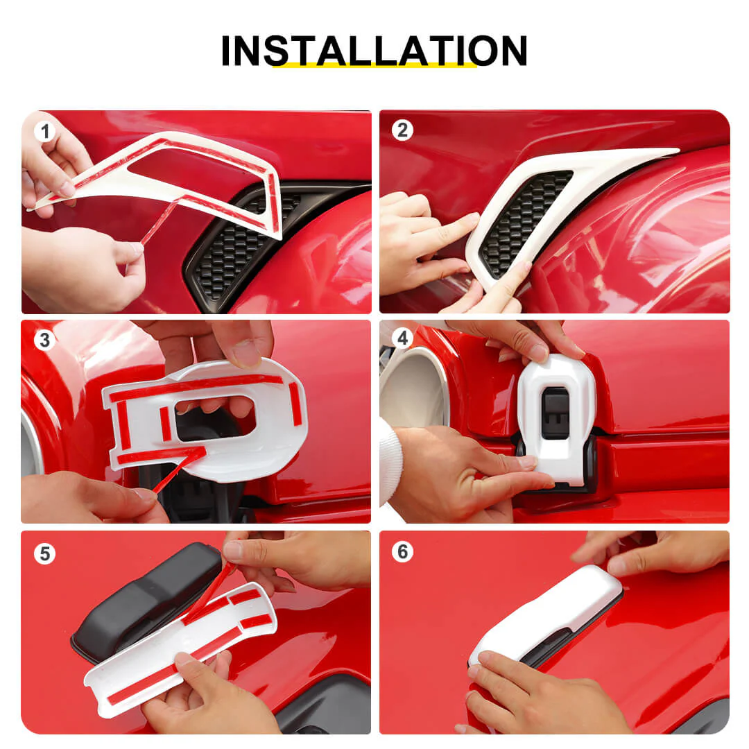 For 2018+ Jeep Wrangler JL & Gladiator JT Exterior Engine Hood Buckle Fender Side Air Vent Trim Cover (6 pcs) - Image 9