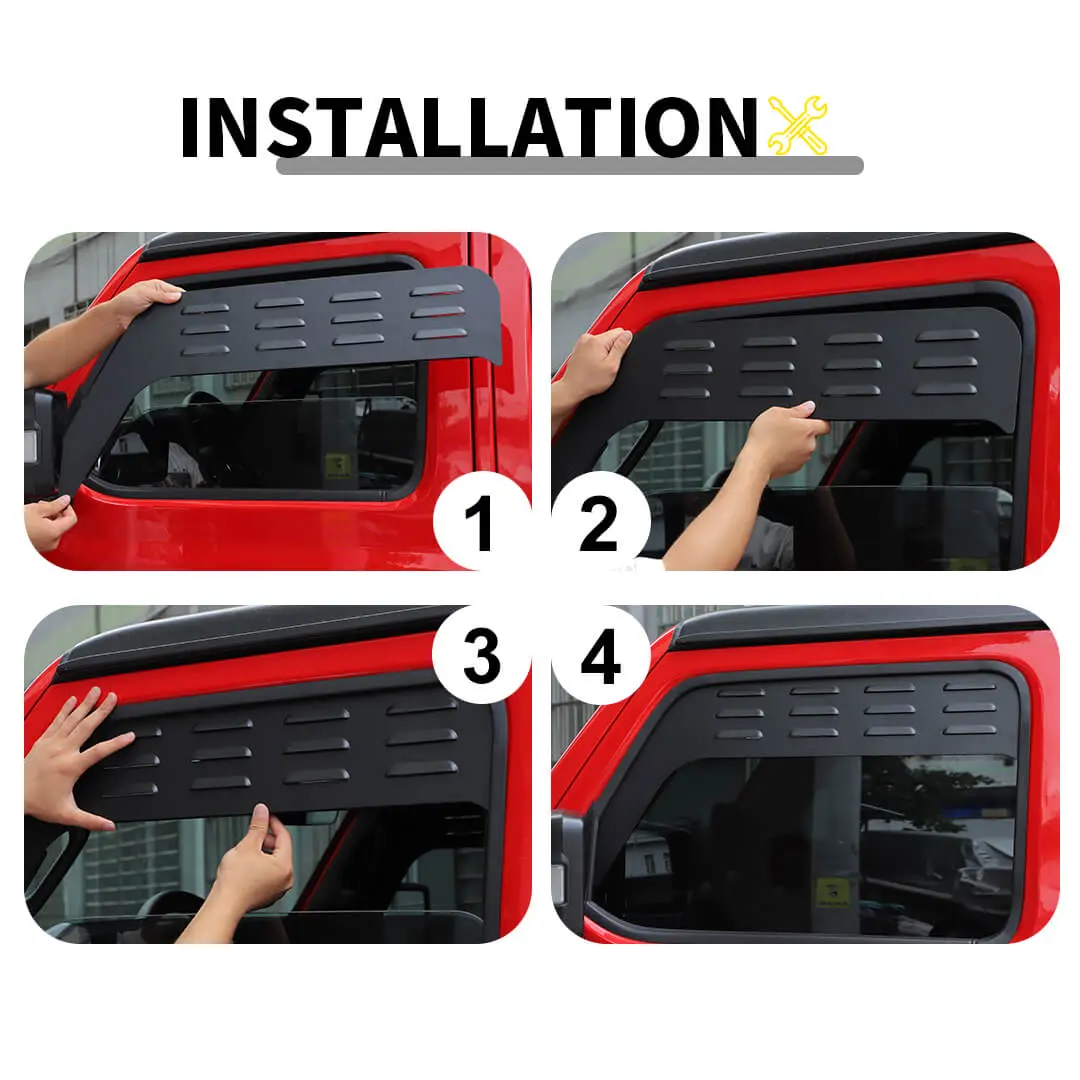 For 2018+ Jeep Wrangler JL & Gladiator JT Front Door Window Louver Air Vent Panel Cover (2 pcs) - Image 8