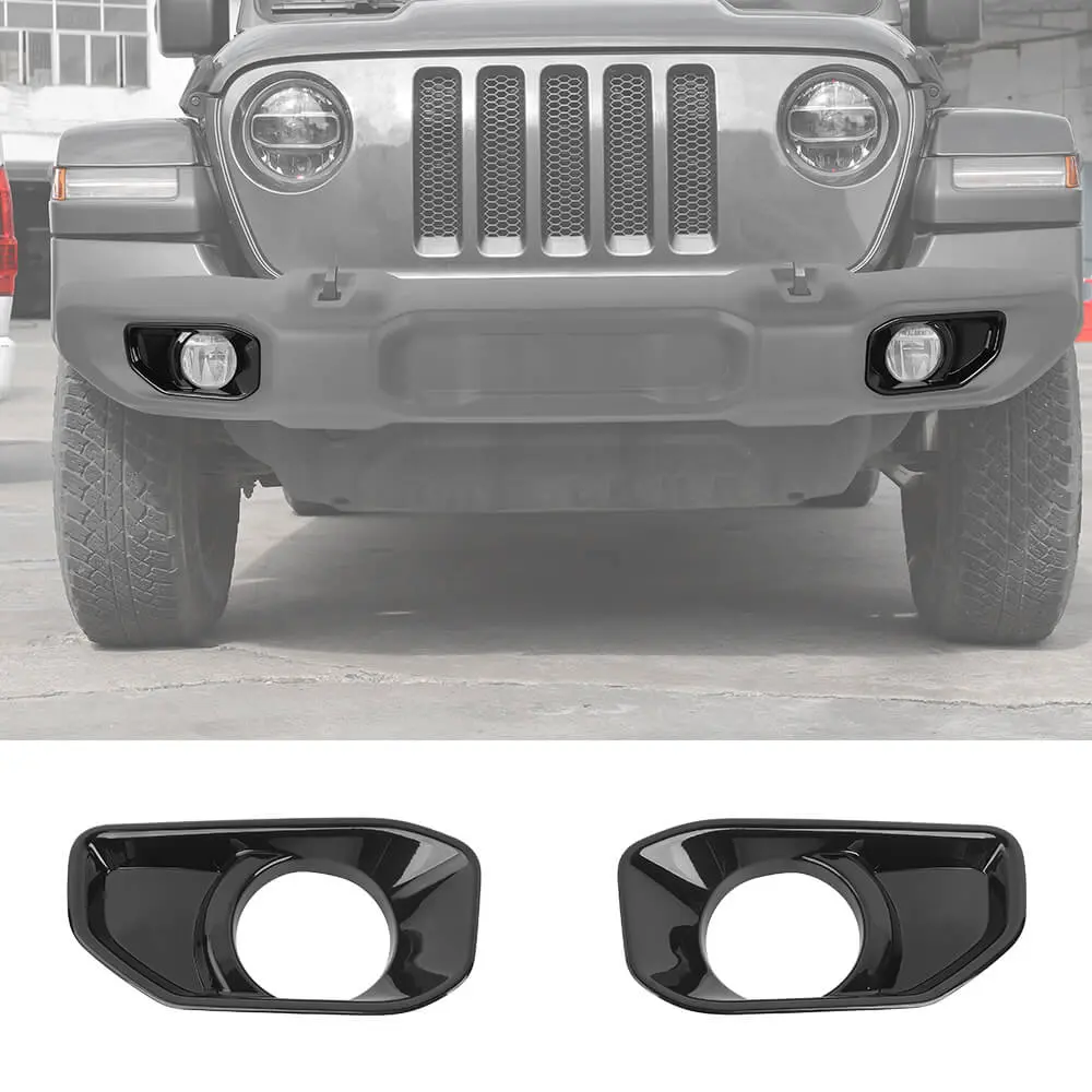 For 2018+ Jeep Wrangler JL/Gladiator JT Front Fog Lamp Light Trim Bezels C-Style