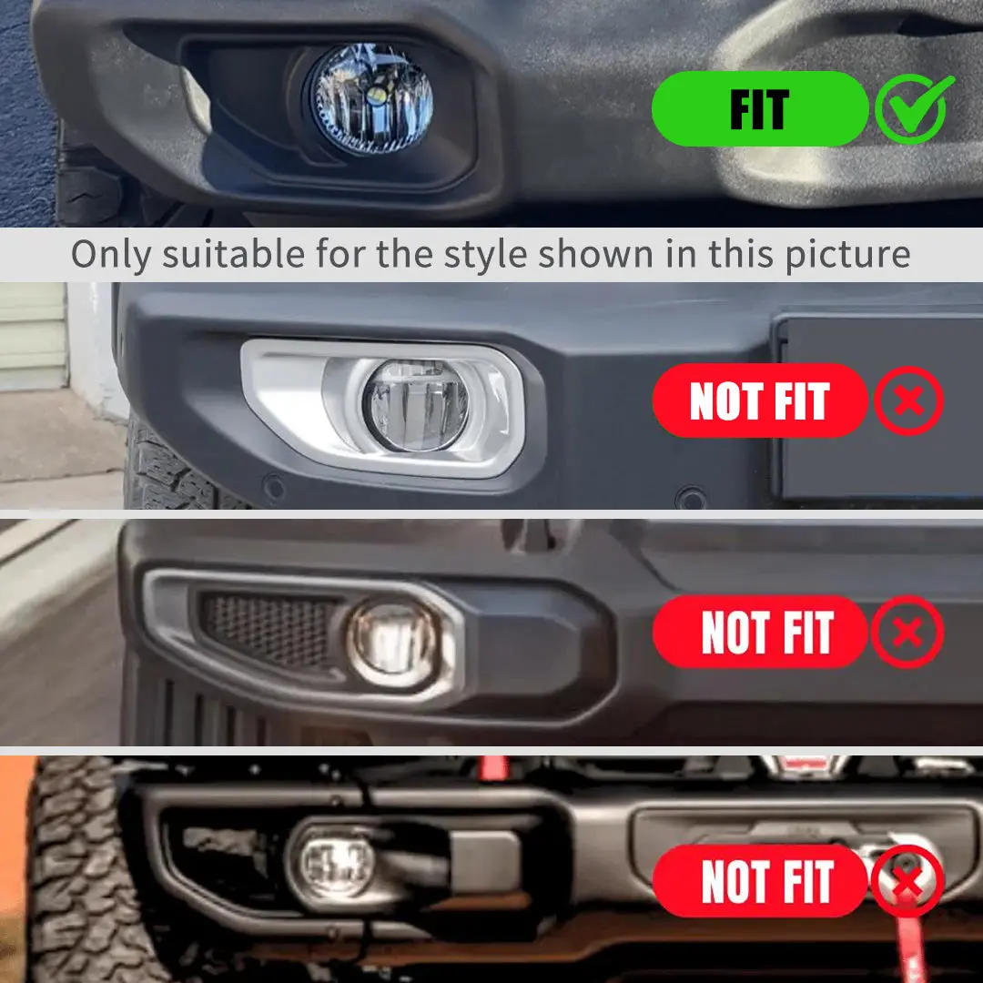 For 2018+ Jeep Wrangler JL/Gladiator JT Front Fog Lamp Light Trim Bezels C-Style - Image 2